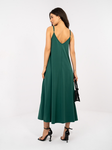 Ciemnozielona bawełniana sukienka na ramiączkach RUE PARIS