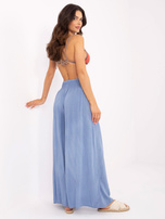 Hurt Niebieskie szerokie spodnie damskie z wiskozy OCH BELLA