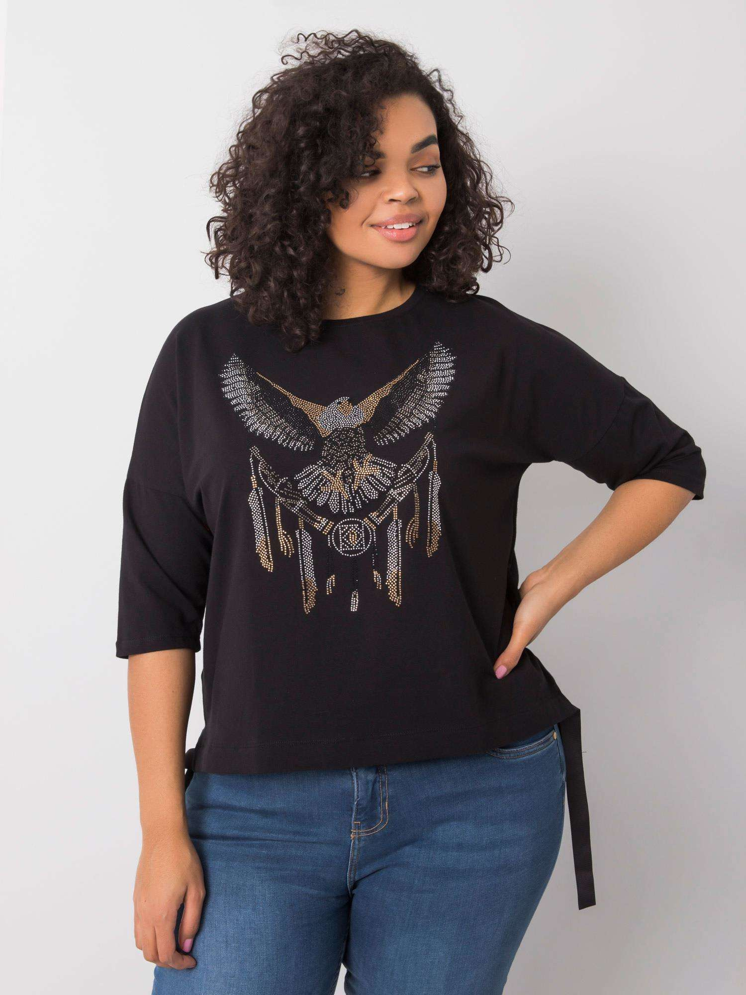 Schwarze Bluse mit Applikationen Cassia.