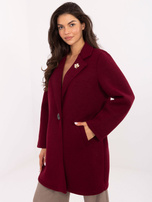 Bordowy płaszcz z piankowego materiału RUE PARIS 