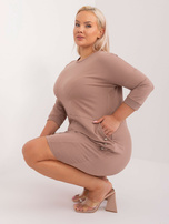 Hurt Ciemnobeżowa sukienka plus size z kieszeniami