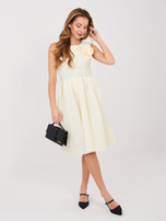 Maślana żółta rozkloszowana sukienka bez rękawów RUE PARIS