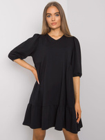 Schwarzes Kleid aus Baumwolle Yelda.