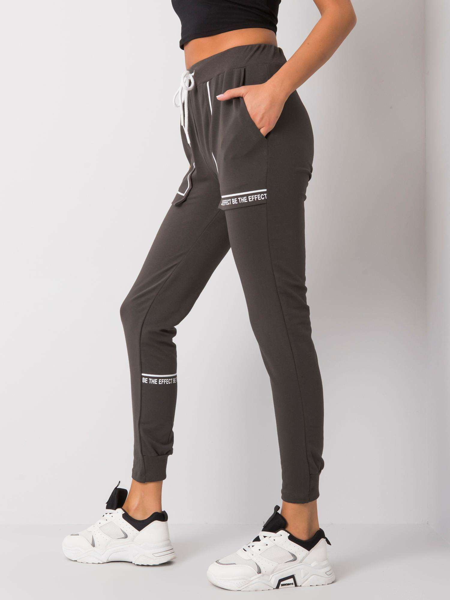 Ciemne khaki spodnie dresowe z bawełny Winsley
