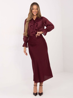 Burgundowa koszula z rękawem typu dzwon