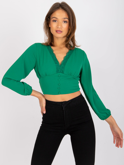 Zielona bluzka z dekoltem w serek Agathe