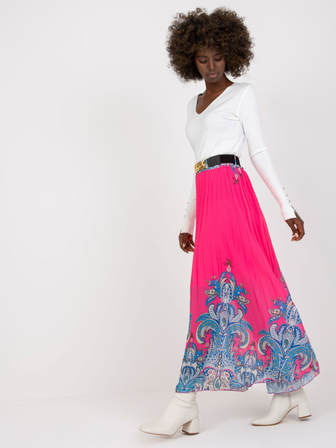 Hurtownia online Różowa maxi spódnica plisowana z nadrukiem