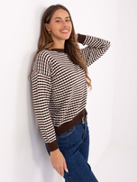 Brązowy damski sweter z domieszką wiskozy