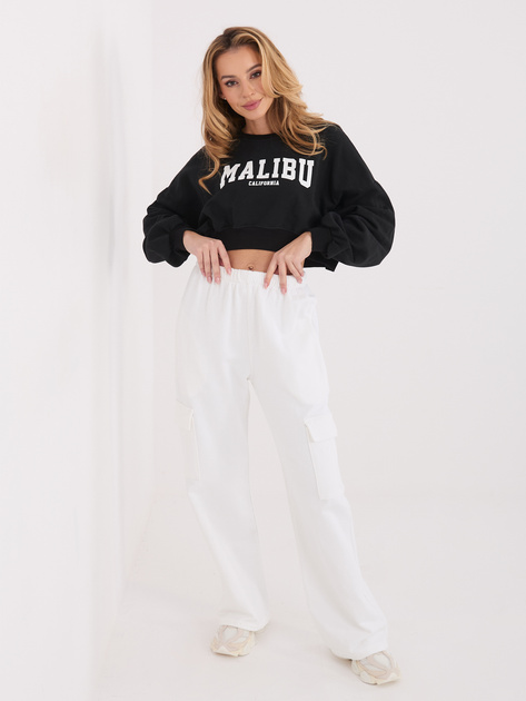 Ecru dresowe spodnie cargo bez zapięcia