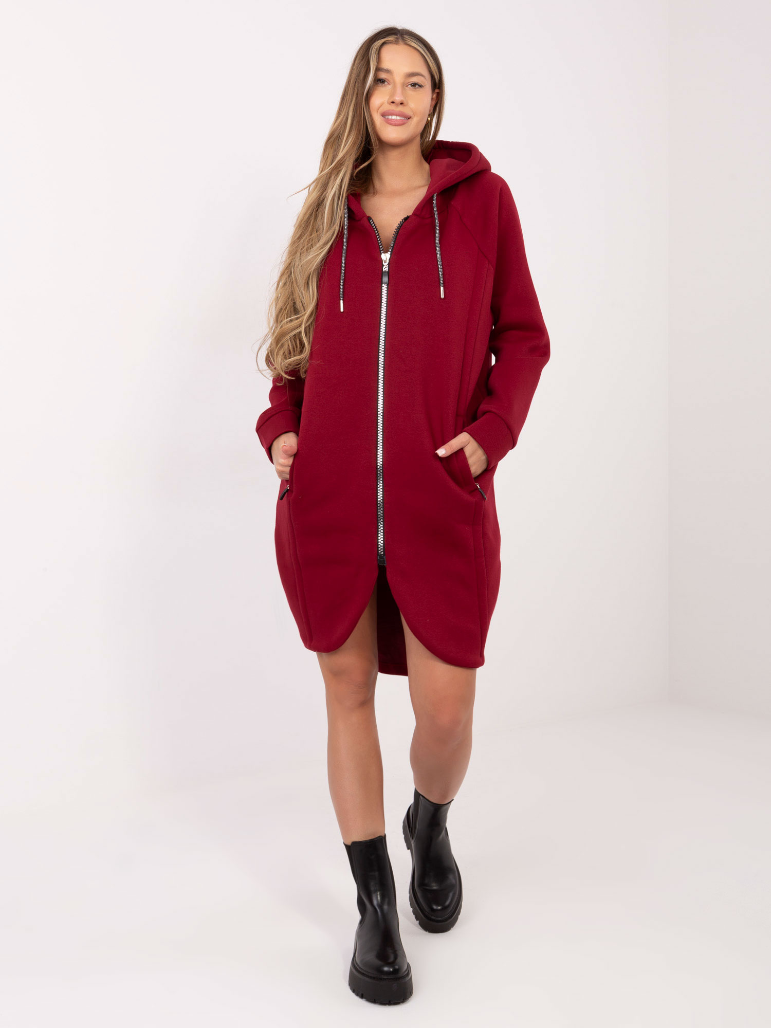 Bordowa rozpinana bluza oversize 