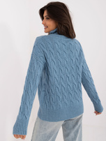 Hurtownia Niebieski damski sweter golf w warkocze