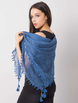 Ciemnoniebieska chusta z frędzlami