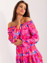 Hurt Dark Pink Off-the-Shoulder Dress with Ruffle RUE PARIS