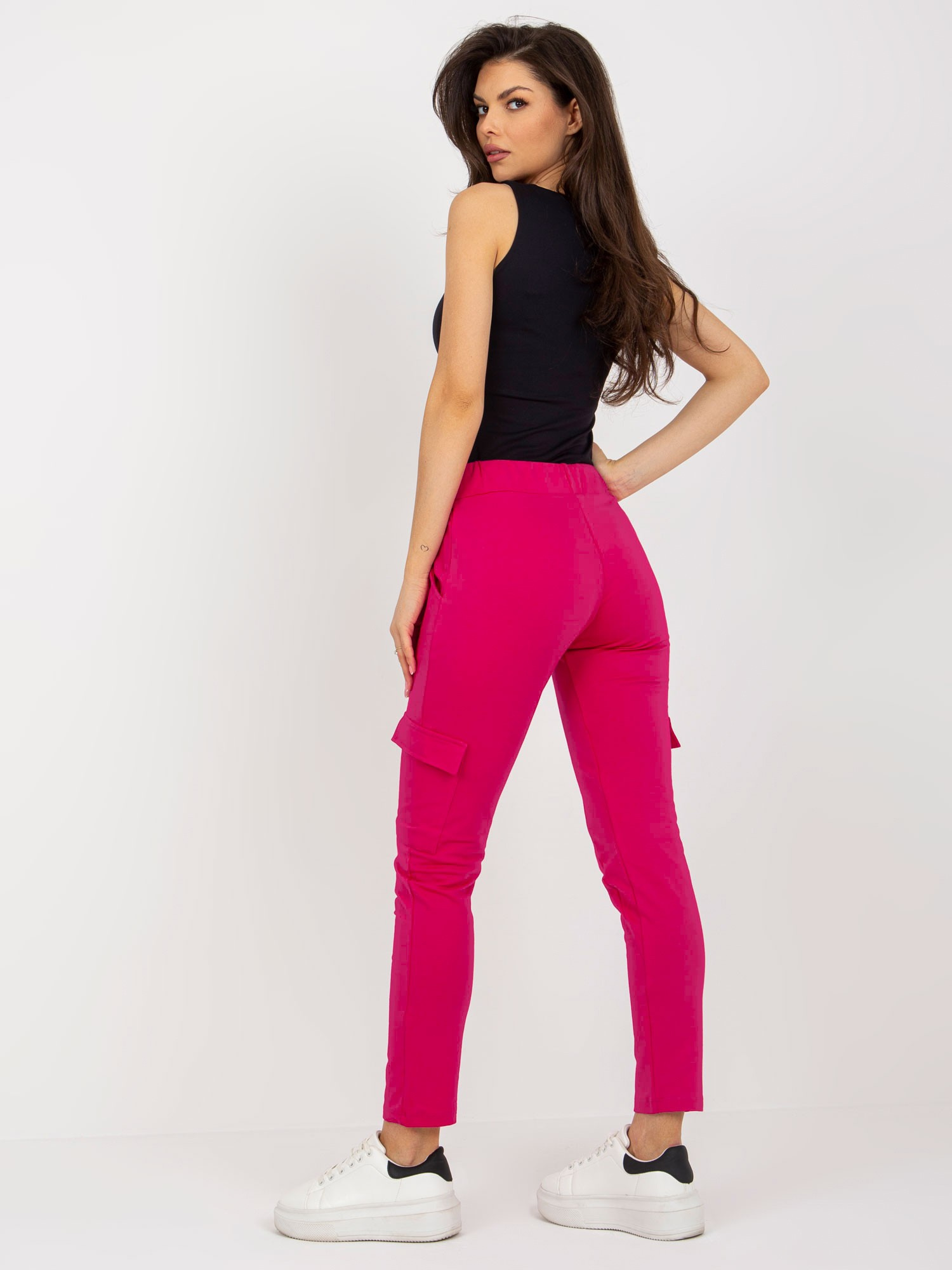Hurt Fuksjowe damskie spodnie dresowe cargo high waist