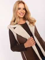 Brązowa damska kamizelka z kożuchem