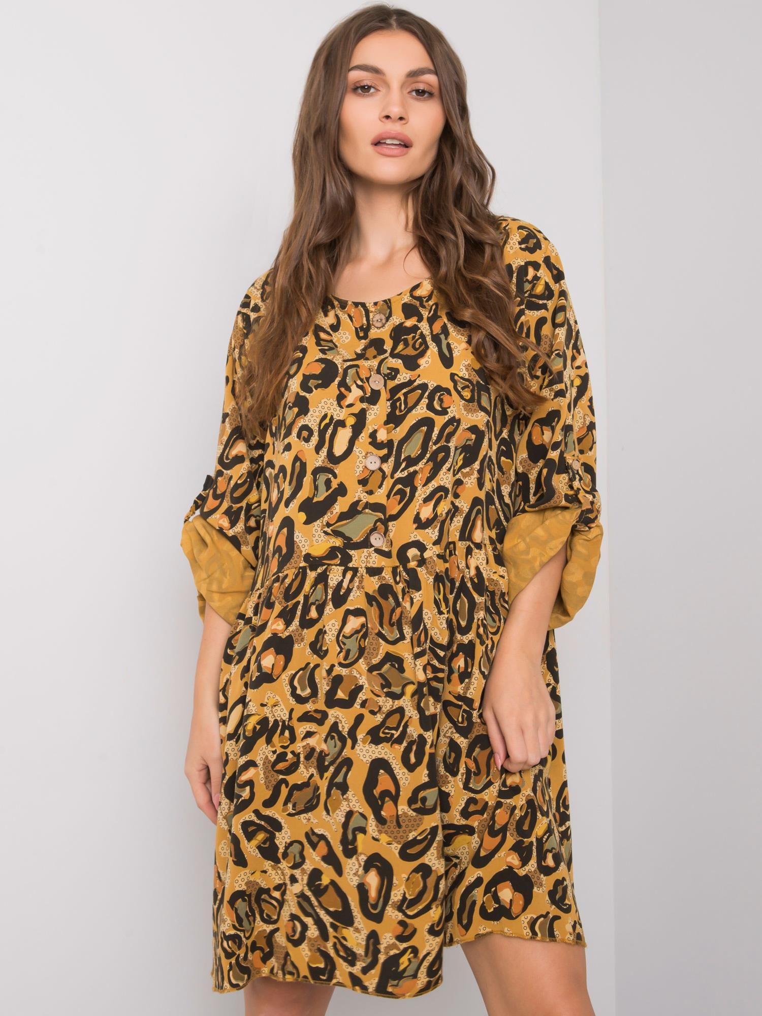 Gelbes Kleid aus Viskose Earlene.