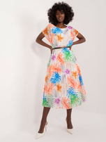 Hurt Jasnobeżowa damska sukienka z printami