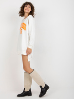 Hurt Ecru-pomarańczowa długa bluza oversize z napisem