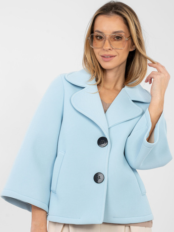 Jasnoniebieski piankowy płaszcz z kołnierzem