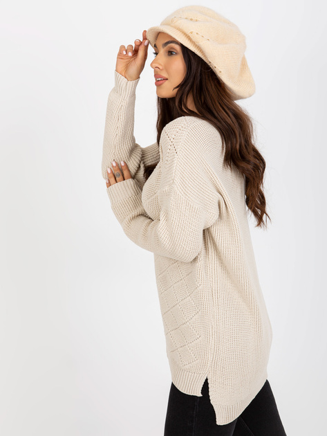 Hurtownia Jasnobeżowa damska czapka zimowa z daszkiem