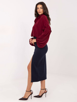 Granatowa ołówkowa spódnica z rozcięciem RUE PARIS 