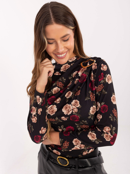 Czarna bluzka z ozdobnym detalem RUE PARIS