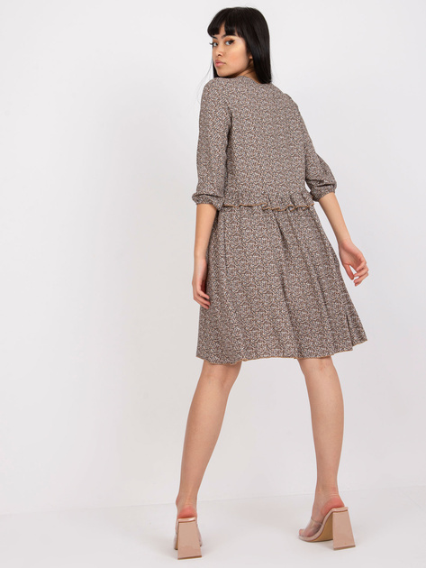 Brązowa sukienka na co dzień z rękawem 3/4 RUE PARIS