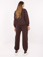 Czekoladowy dresowy komplet z bluzą bez kaptura