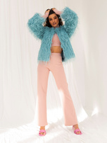 Hurtownia Miętowa futrzana kurtka z kieszeniami