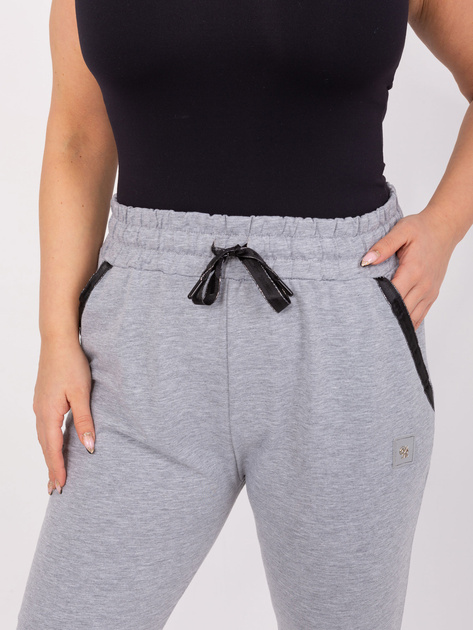 Hurt Szare melanżowe spodnie plus size z naszywką