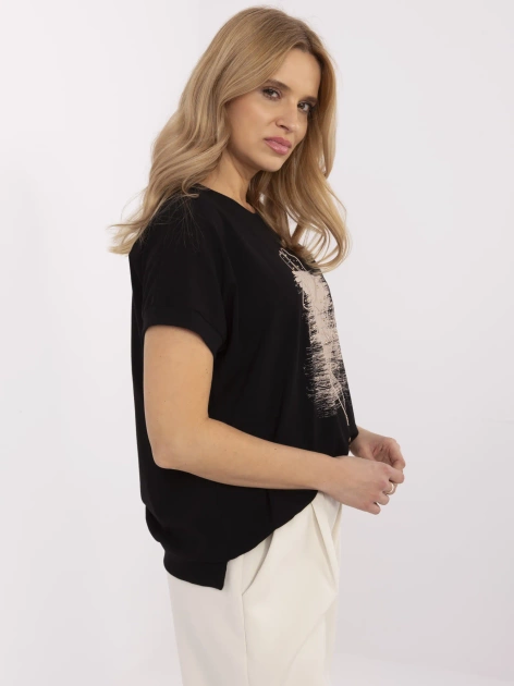Czarna damska bluzka z krótkim rękawem
