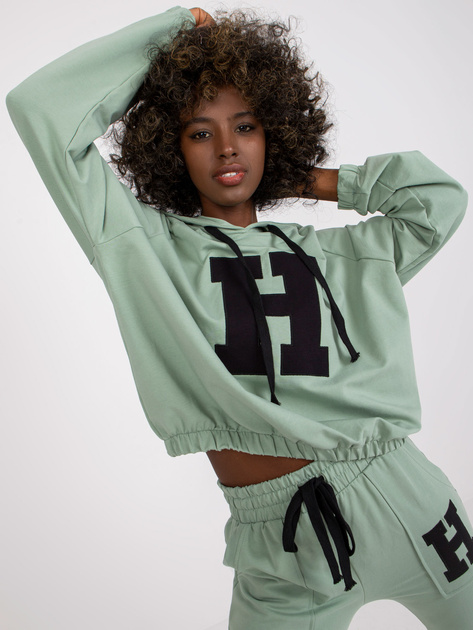 Pistacjowy dwuczęściowy komplet dresowy ze spodniami Natela