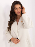 Jasnobeżowy jednorzędowy płaszcz damski RUE PARIS