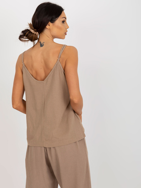 Hurtownia Ciemnobeżowy letni top na ramiączkach OCH BELLA