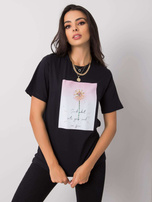 Czarny t-shirt z bawełny Vanessa
