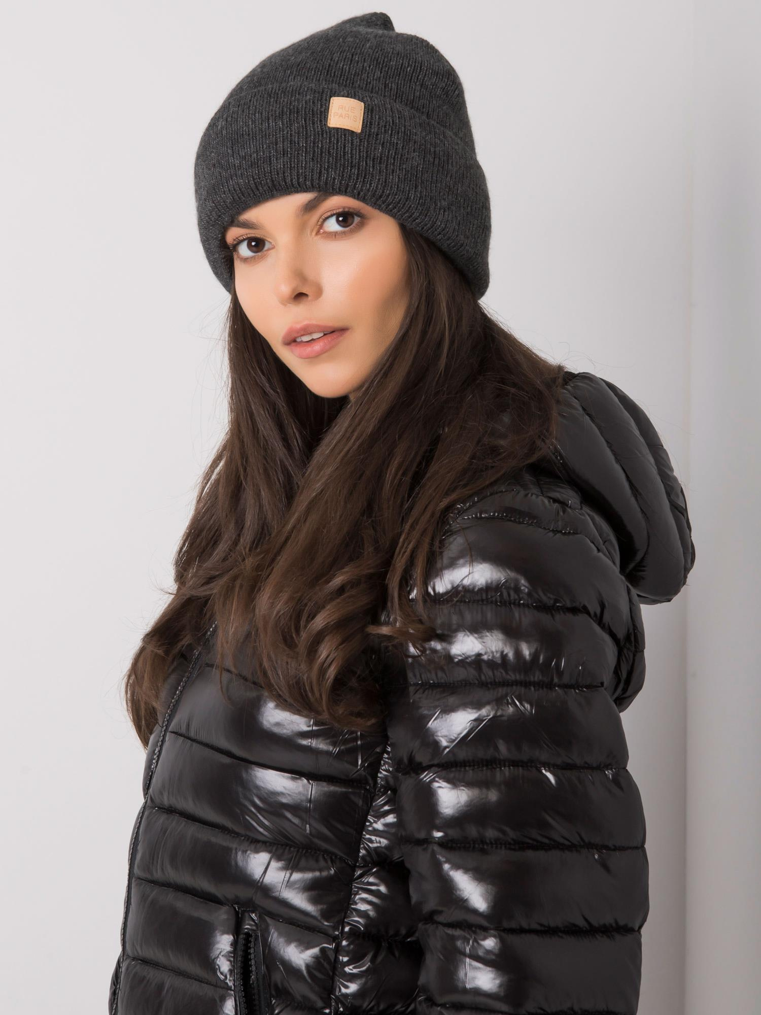 Ciemnoszara czapka beanie damska