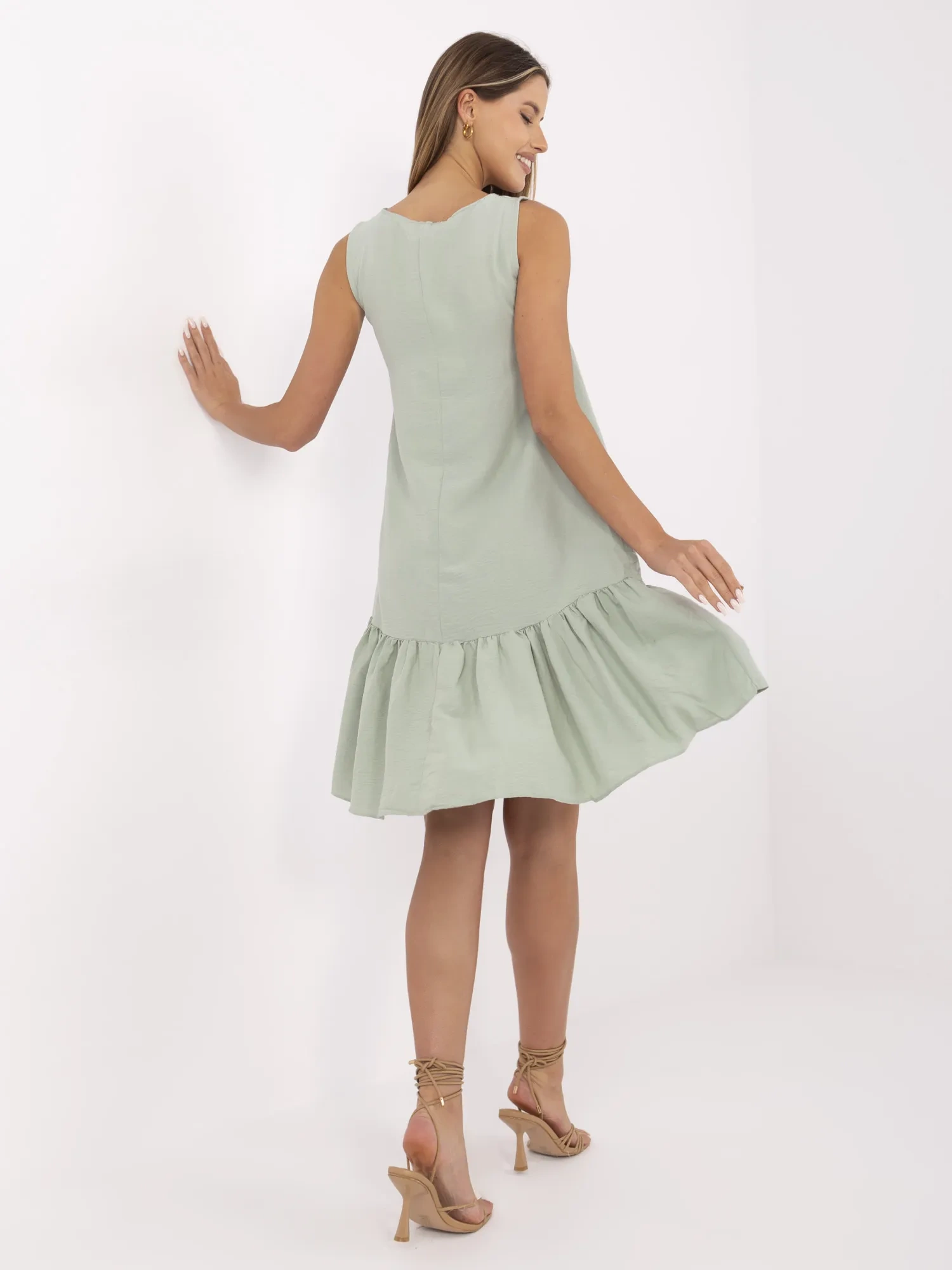 Pistachio summer sleeveless dress Jossie RUE PARIS.