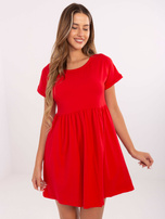 Czerwona letnia sukienka z bawełny RUE PARIS 