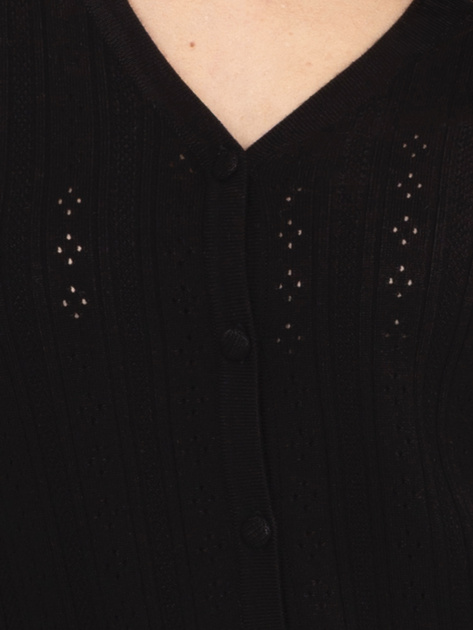 Czarny ażurowy sweter z zapięciem na guziki SUBLEVEL