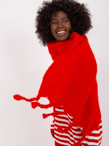 Großhandel Roter warmer Schal mit Fransen.