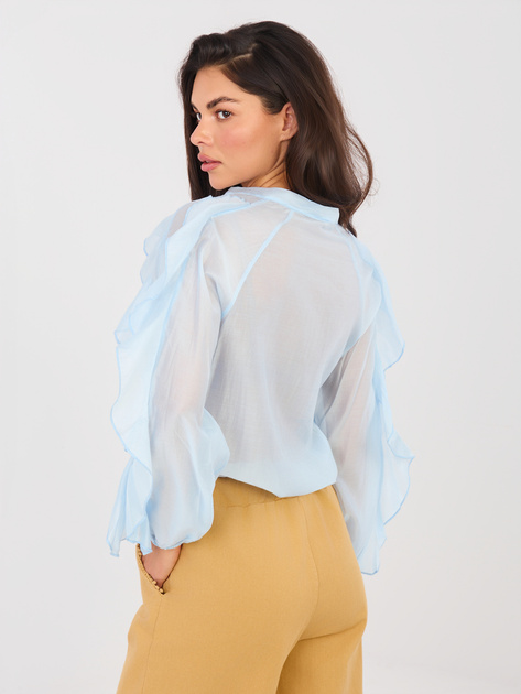 Jasnoniebieska damska koszula z bufiastym rękawem