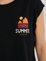 Czarny damski t-shirt bez rękawów SUBLEVEL 