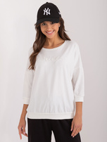 Online warehouse Ecru oversized sweatshirt with print.