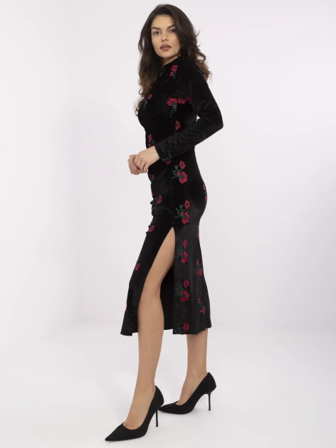 Hurt Czarna midi sukienka wieczorowa z rozcięciem