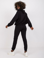 Czarny bawełniany komplet dresowy z bluzą z kapturem Natela