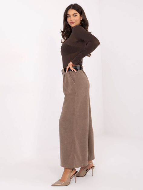 Ciemnobeżowe sztruksowe spodnie z kieszeniami RUE PARIS