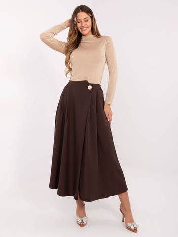 Ciemnobrązowa elegancka spódnica z gumką w pasie RUE PARIS