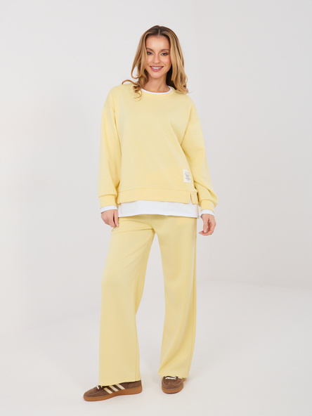 Pastelowy żółty komplet z dwuwarstwową bluzą RUE PARIS