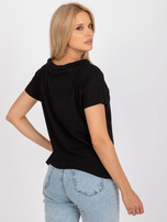 Czarna gładka bluzka basic o luźnym kroju Antonine RUE PARIS 