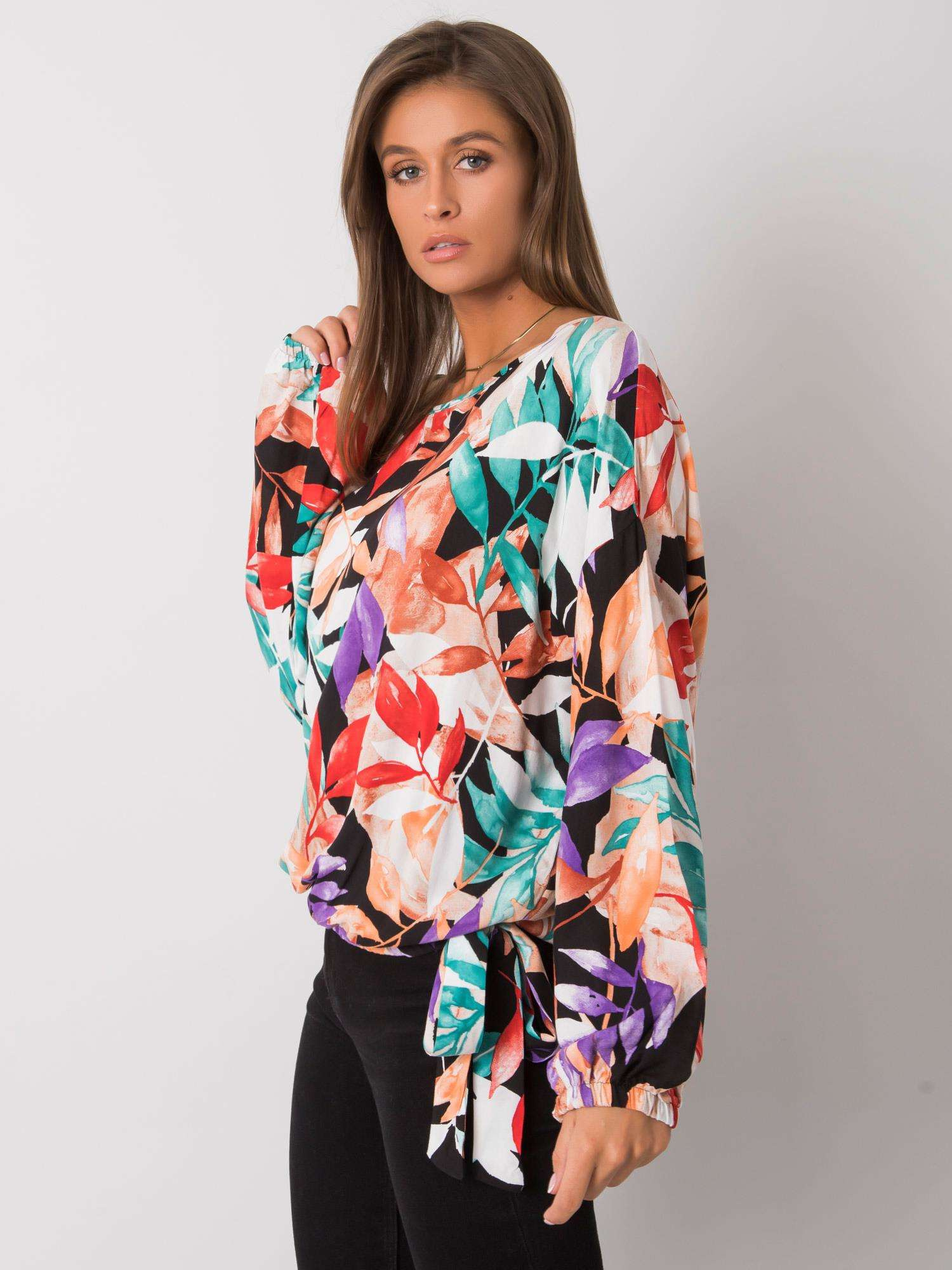 Schwarze Oversize-Bluse mit Mustern Annemarie.